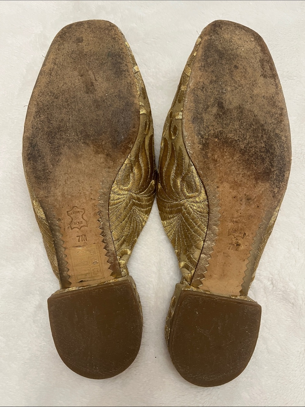 Tory Burch Metallic Gold Embroidered Slip-On Mules - Picture 9 of 11